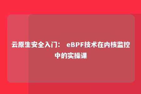 云原生安全入门： eBPF技术在内核监控中的实操课 